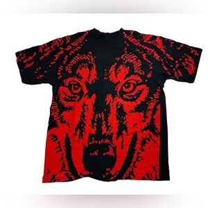 Vintage Red Wolf Lager AOP Beer T-Shirt Mens XL  1995 Anheuser Busch 2 Sided